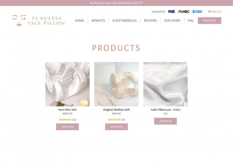 Image of Flawless Face Pillow custom web design