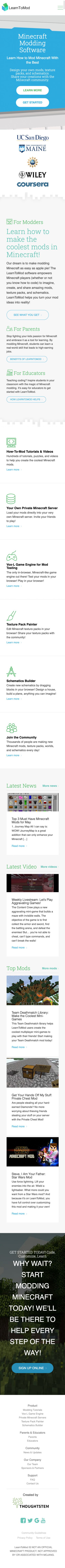 Mobile web design of Learn to Mod