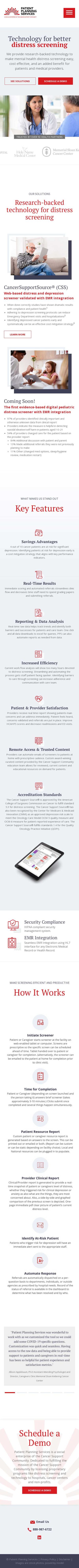 Mobile web design of Patient Planning Services