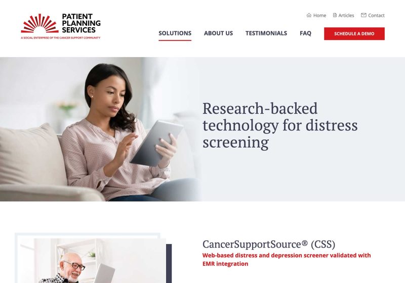 Image of Patient Planning Services custom web design