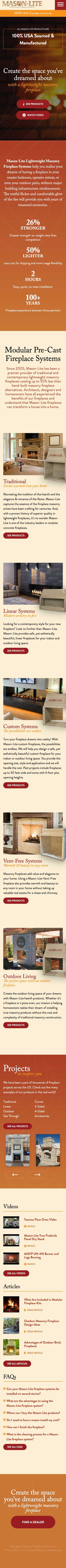 Mobile web design of Mason Lite