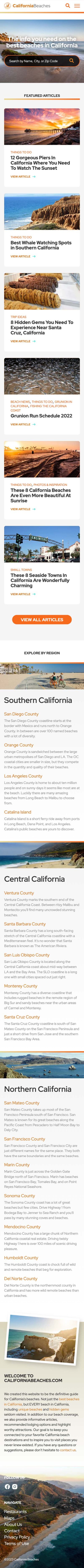 Mobile web design of Beaches Network